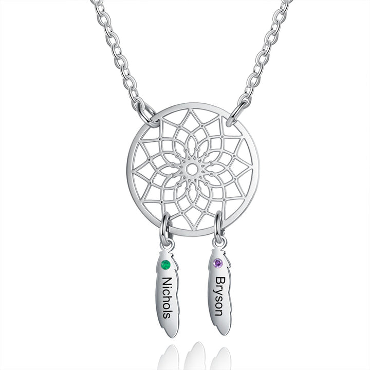Custom Family Name Dream Catcher Necklace