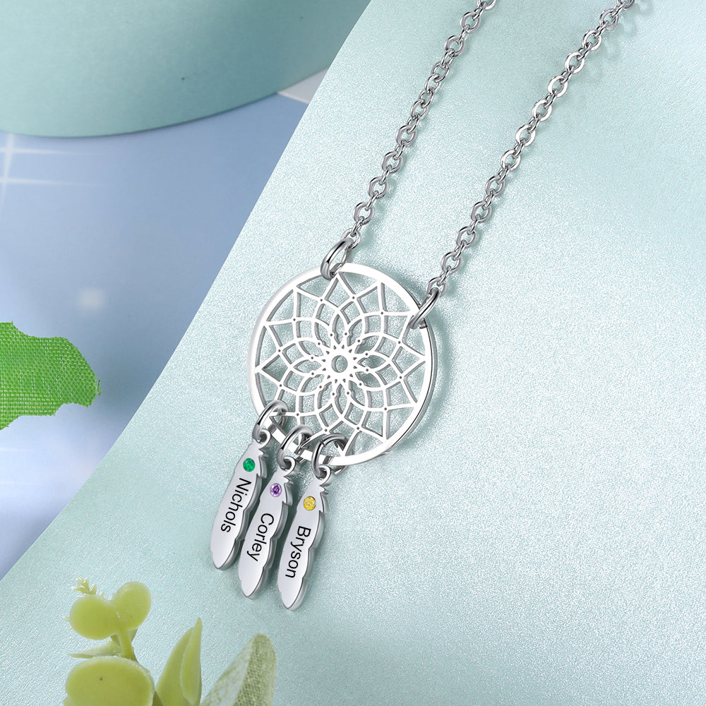 Custom Family Name Dream Catcher Necklace