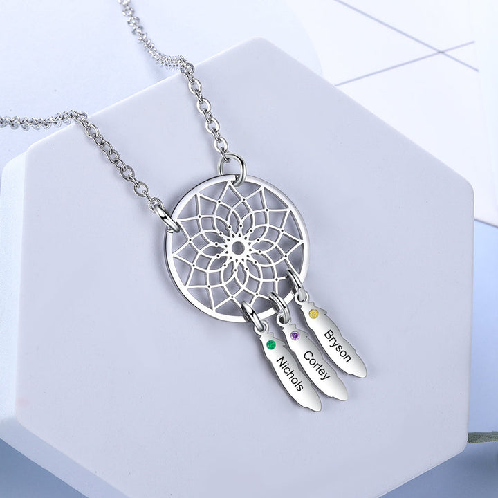 Custom Family Name Dream Catcher Necklace