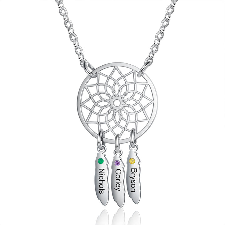 Custom Family Name Dream Catcher Necklace