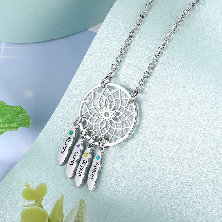 Custom Family Name Dream Catcher Necklace
