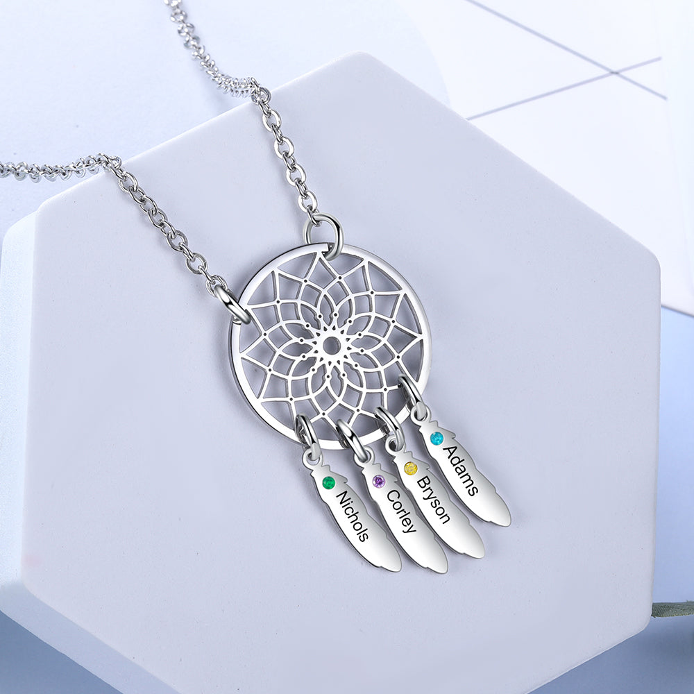 Custom Family Name Dream Catcher Necklace