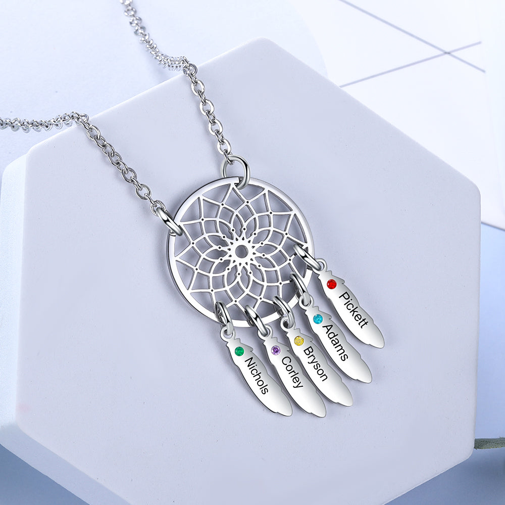 Custom Family Name Dream Catcher Necklace