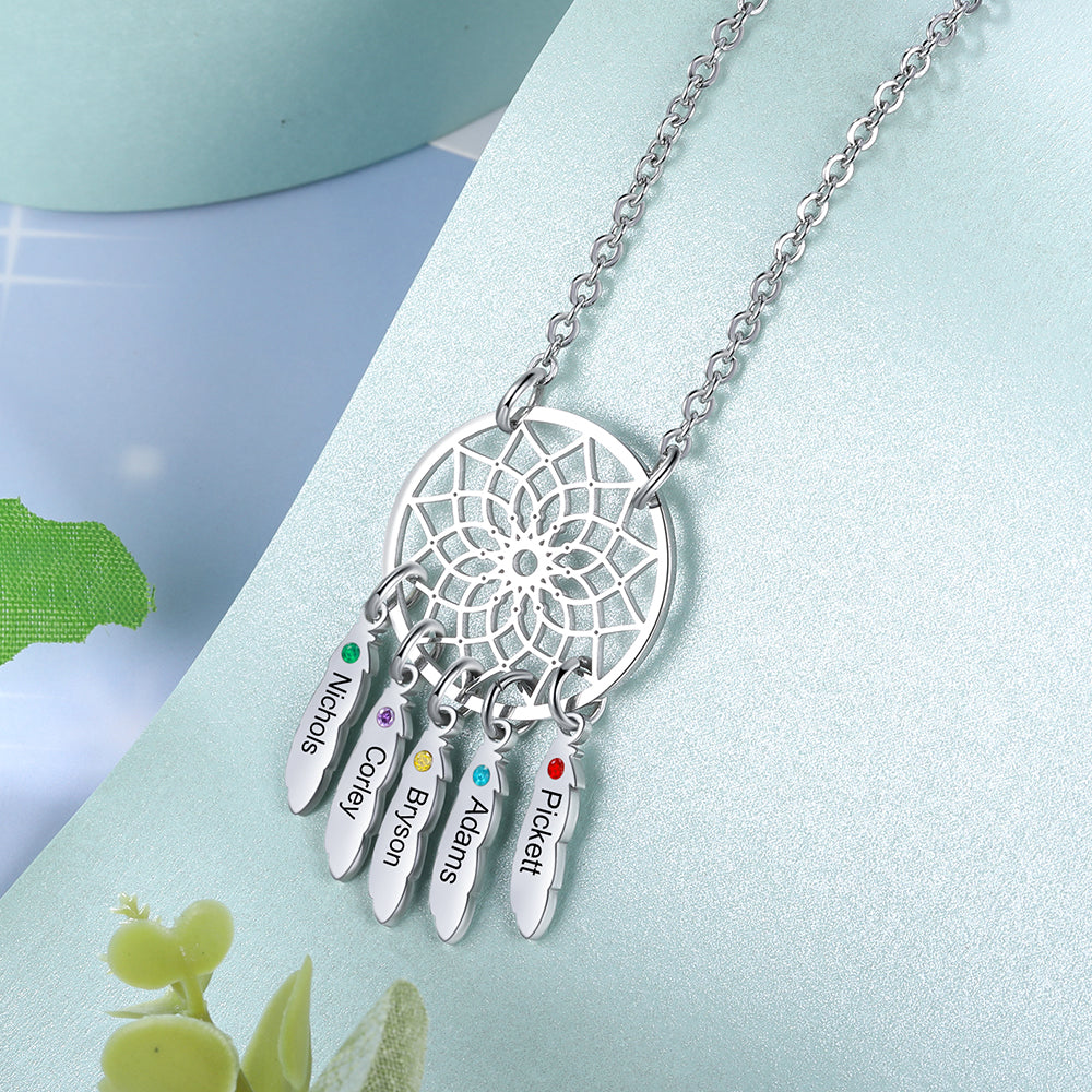 Custom Family Name Dream Catcher Necklace