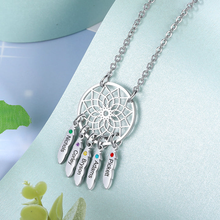 Custom Family Name Dream Catcher Necklace