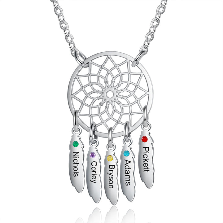 Custom Family Name Dream Catcher Necklace