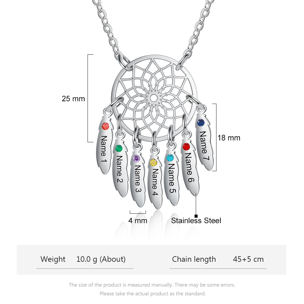 Custom Family Name Dream Catcher Necklace