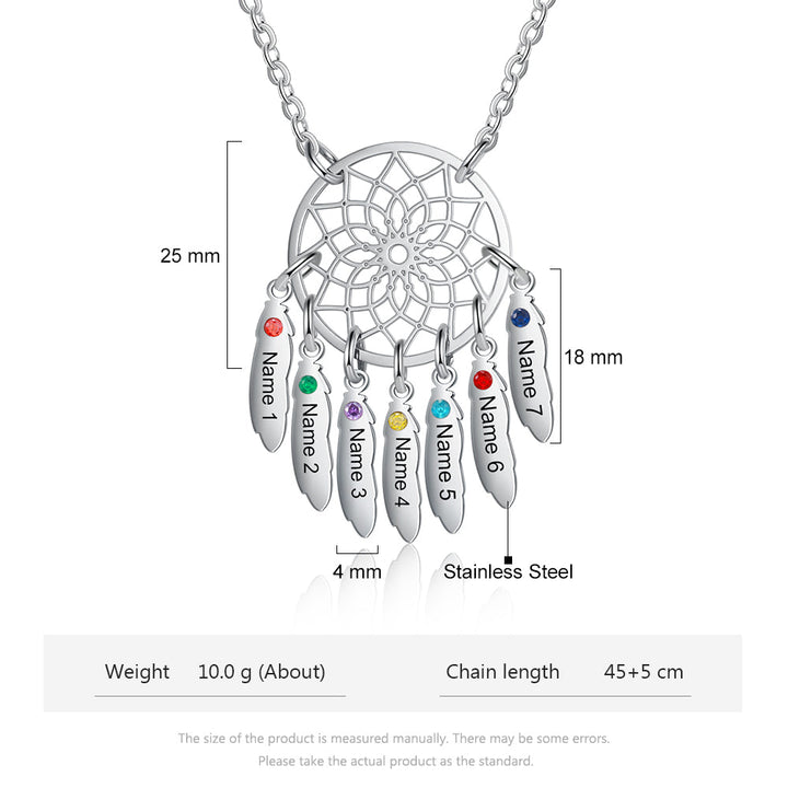 Custom Family Name Dream Catcher Necklace