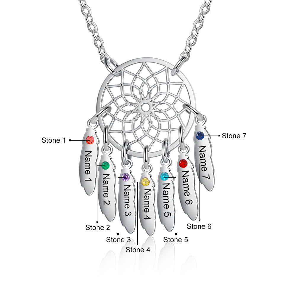 Custom Family Name Dream Catcher Necklace