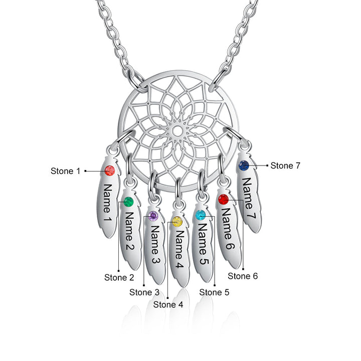 Custom Family Name Dream Catcher Necklace