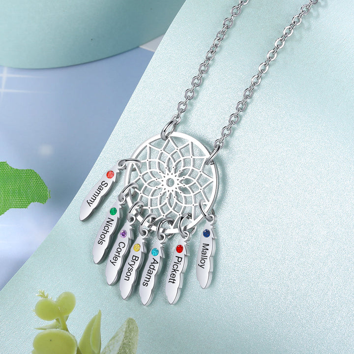 Custom Family Name Dream Catcher Necklace
