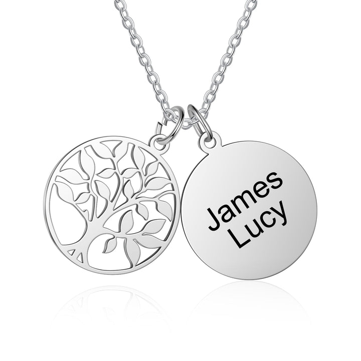 Custom Round Calendar Pendant with Tree and Backside Engraving Name