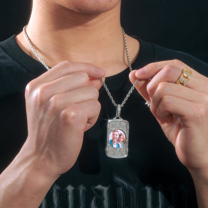 Moissanite Medallion Necklace-Moissanite Necklace- Picture Necklace-Hip Hop Jewelry