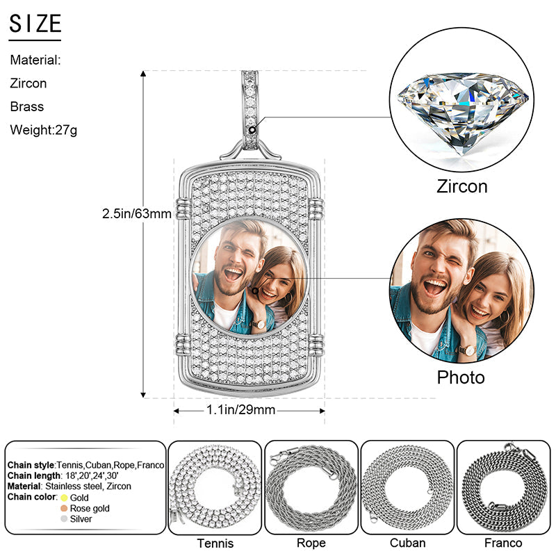 Moissanite Medallion Necklace-Moissanite Necklace- Picture Necklace-Hip Hop Jewelry