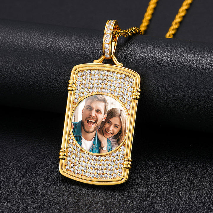 Moissanite Medallion Necklace-Moissanite Necklace- Picture Necklace-Hip Hop Jewelry