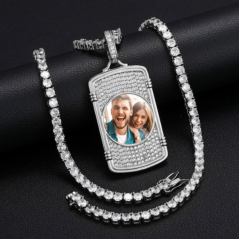 Moissanite Medallion Necklace-Moissanite Necklace- Picture Necklace-Hip Hop Jewelry