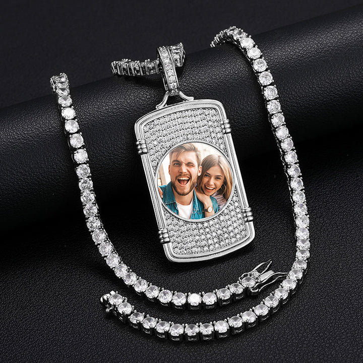 Moissanite Medallion Necklace-Moissanite Necklace- Picture Necklace-Hip Hop Jewelry