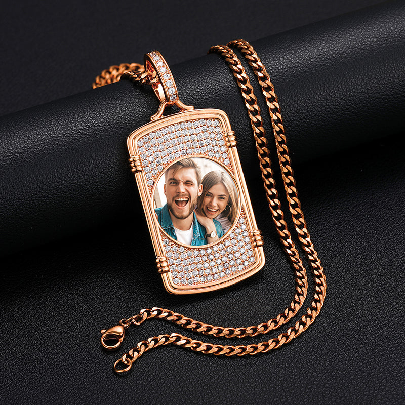 Moissanite Medallion Necklace-Moissanite Necklace- Picture Necklace-Hip Hop Jewelry