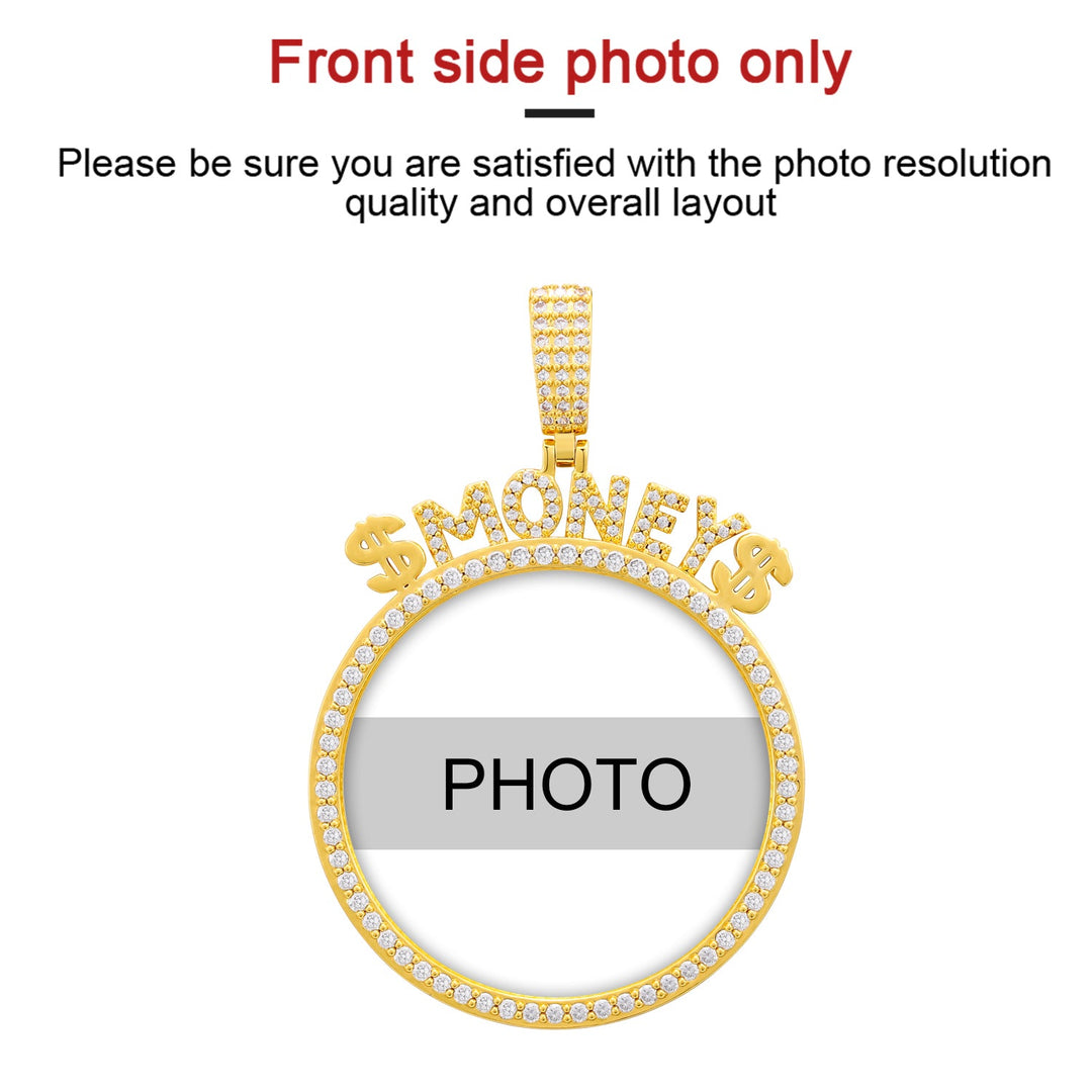 Moissanite Custom Picture Necklace with CZ Stone- Necklace With Name And Picture- Moissanite Pendant Necklace