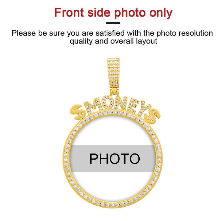 Moissanite Custom Picture Necklace with CZ Stone- Necklace With Name And Picture- Moissanite Pendant Necklace
