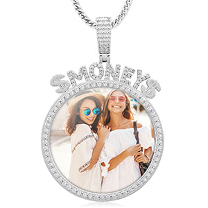 Moissanite Custom Picture Necklace with CZ Stone- Necklace With Name And Picture- Moissanite Pendant Necklace