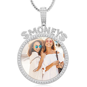 Custom Picture Necklace-Necklace With Name And Picture- Moissanite Pendant Necklace