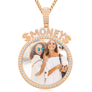 Custom Picture Necklace-Necklace With Name And Picture- Moissanite Pendant Necklace