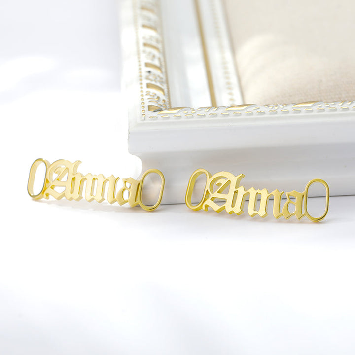 One Pair Personalized Name Shoe Charm For Women-  Stainless Steel Nameplate Shoe Buckles Charm