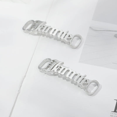 One Pair Personalized Name Shoe Charm For Women-  Stainless Steel Nameplate Shoe Buckles Charm