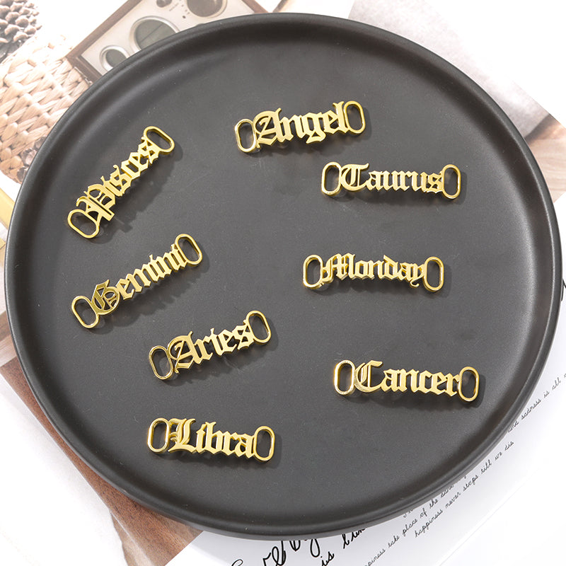 One Pair Personalized Name Shoe Charm For Women-  Stainless Steel Nameplate Shoe Buckles Charm