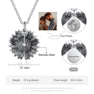 Custom Photo Locket Sunflower Necklace-Best Christmas Gifts For Girlfriend