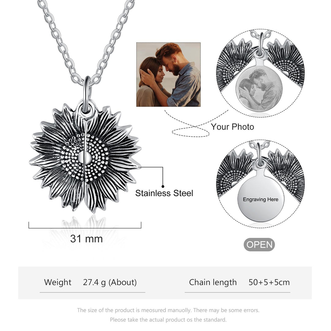 Sunflower Necklace With Picture Inside- Best valentine Gifts- Gifts For Girlfriend