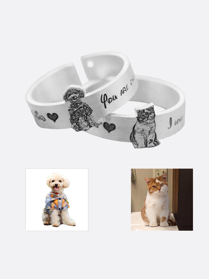Personalized Pet Ring - Cat Memorial Jewelry Personalized Pet Ring
