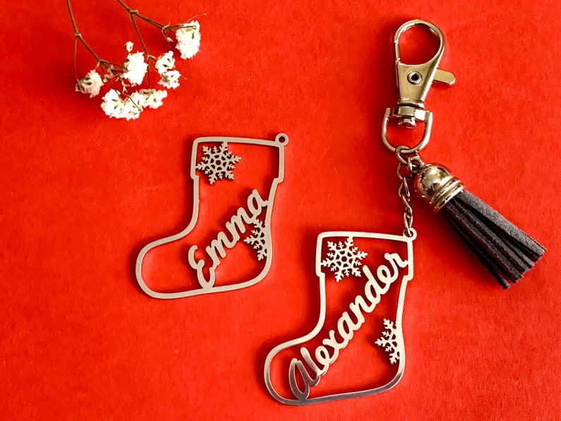 Name Keychain- Gifts For Christmas- Snowfall Keychain