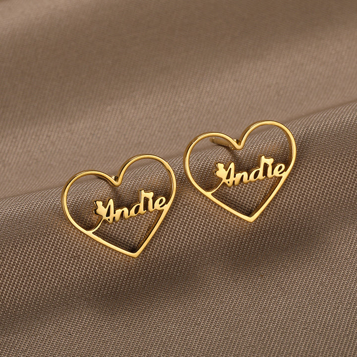 Custom Name Earrings-Heart Earrings-Best Gifts For Women- Stud Earrings