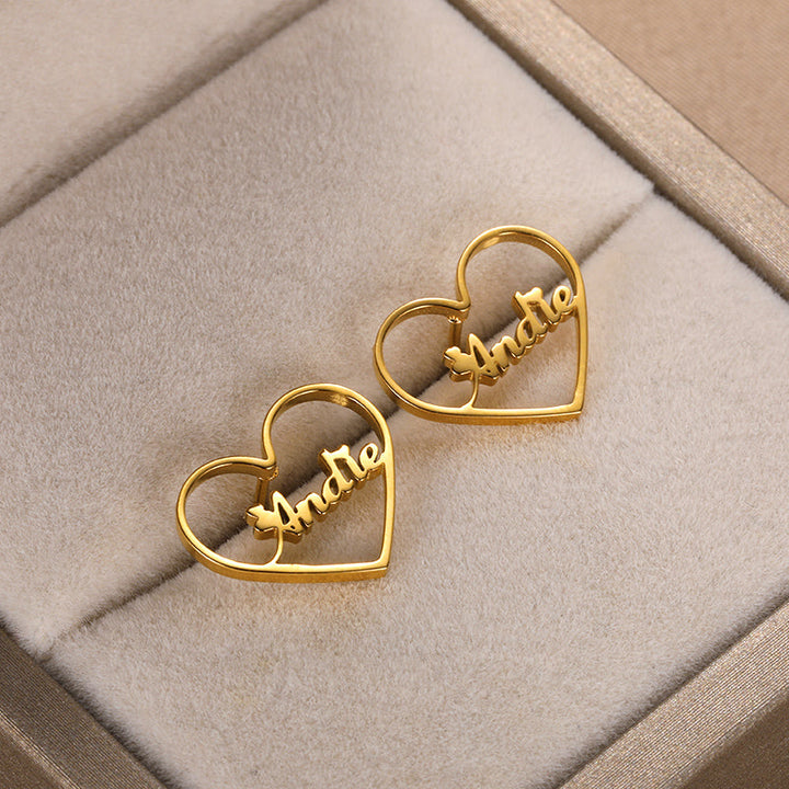 Custom Name Earrings-Heart Earrings-Best Gifts For Women- Stud Earrings