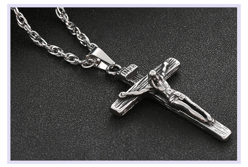 Jesus Cross Necklace-Jesus Cross Necklace Silver