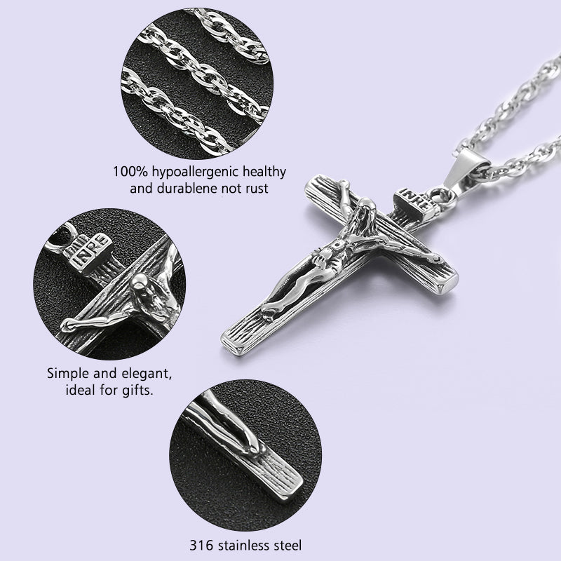 Jesus Cross Necklace-Jesus Cross Necklace Silver