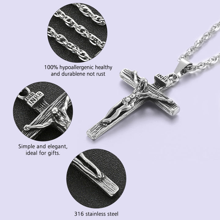 Jesus Cross Necklace-Jesus Cross Necklace Silver