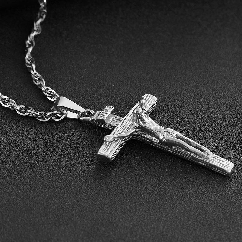 Jesus Cross Necklace-Jesus Cross Necklace Silver