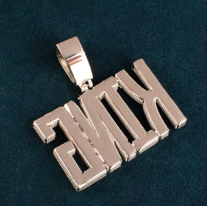 Custom Made Square Letter Name Pendant Solid Back Hip Hop Necklace