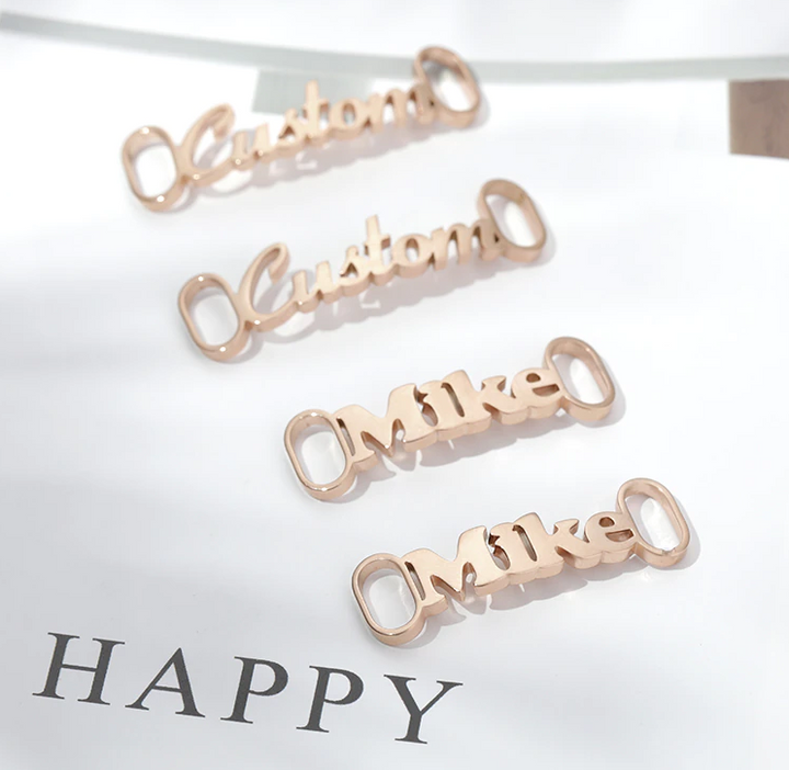One Pair Personalized Name Shoe Charm For Women-  Stainless Steel Nameplate Shoe Buckles Charm