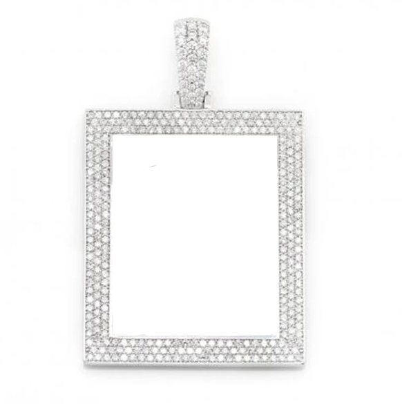 Custom 18K Gold Square Photo Pendant Necklace