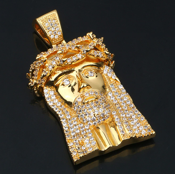 Brass JESUS Pendant Necklace Bling Hip Hop Jewelry