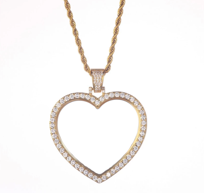 Custom Heart Photo Medallions Necklace