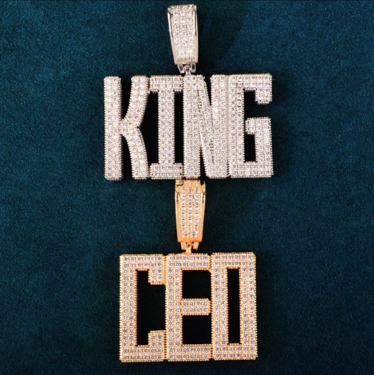 Custom Made Square Letter Name Pendant Solid Back Hip Hop Necklace