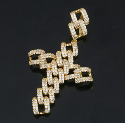 Luxury 18k Gold Plated Cross Pendant Necklace For Men
