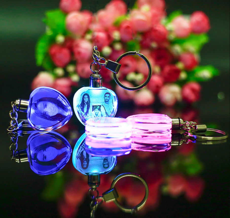Laser Engraved Crystal Glass with Color Changing Led Lights - Custom It with your Photos