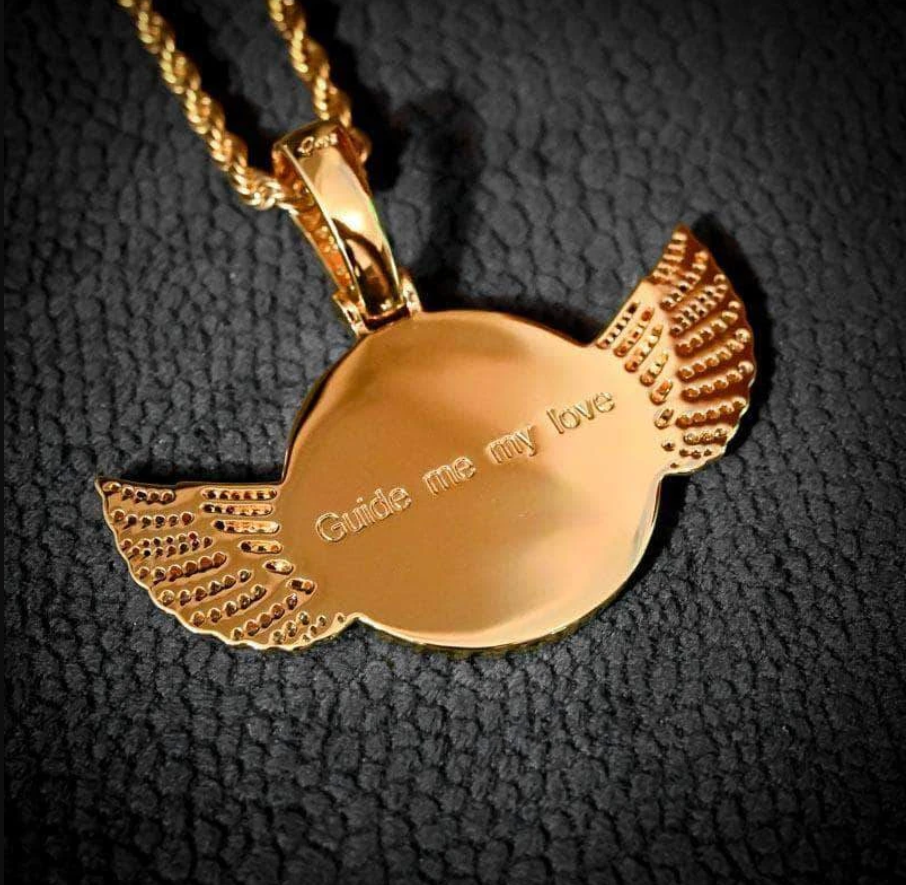 Custom Made Photo With Wings Medallions Necklace - Necklace With Picture Inside