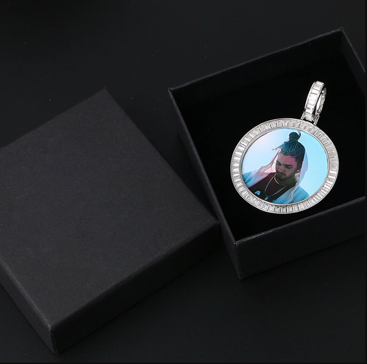 S925 Sterling Silver Picture Necklace-Moissanite Memory Medallion Necklace